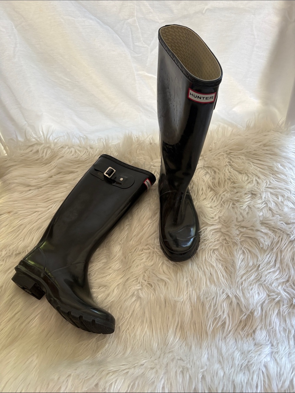 Hunter Black and Cream Women's Rain Boot - Picture 3 of 6